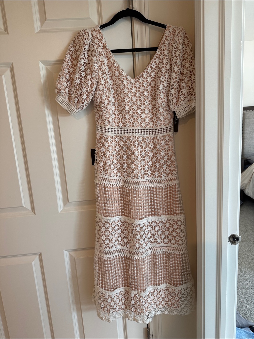 Lulu's Cream Eyelet Lace Midi Dress